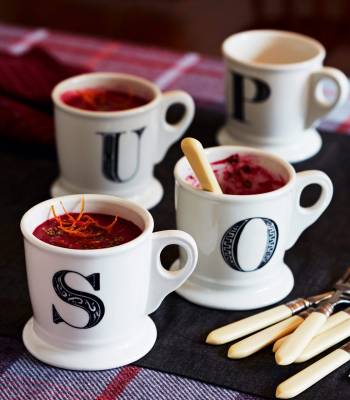 Beetroot and orange soup with mustard seeds