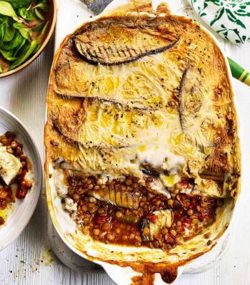 Sweet potato and aubergine moussaka