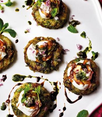 Mini crispy pea and potato cakes