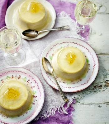 Buttermilk honey panna cotta with sparkling lemon jelly  