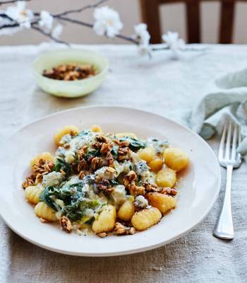 Blue cheese gnocchi with savoury granola