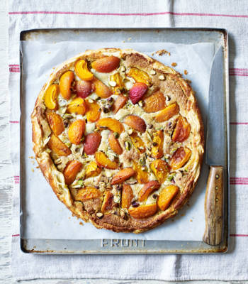 Rustic apricot & pistachio tart