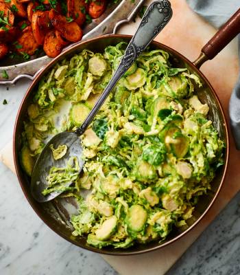 Creamy shredded Brussels sprouts