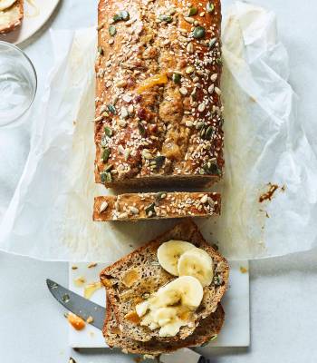 Seeded banana and apricot loaf