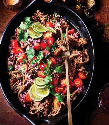 Slow-cooked brisket with Mexican salsa