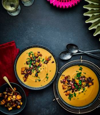 Roasted squash soup with chestnuts