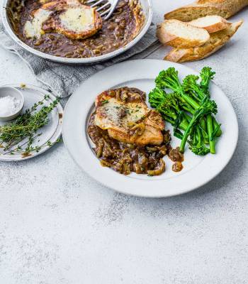 French onion pork steaks
