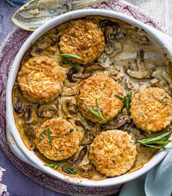 Mushroom cobbler with cheese scones 