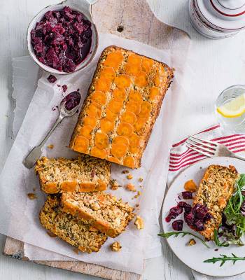 Carrot terrine with beetroot relish