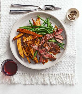 Ginger miso steak with sesame sweet potatoes
