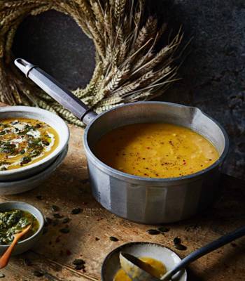 Roasted root vegetable and barley broth