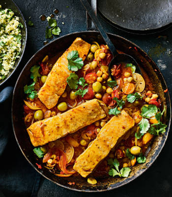 Saffron salmon tagine