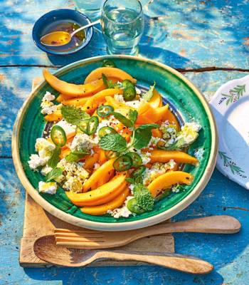 Melon, green chilli and feta salad