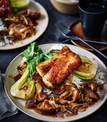 Miso cod with sake shiitake mushrooms