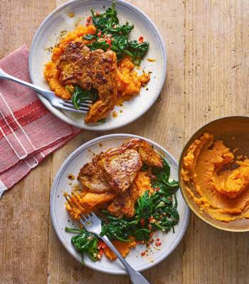 Harissa lamb chops with sweet potato mash