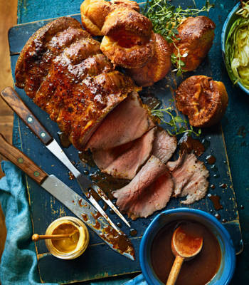 Triple-mustard roast beef and Yorkshire pudding