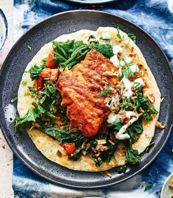 Cod loin tikka paratha wraps