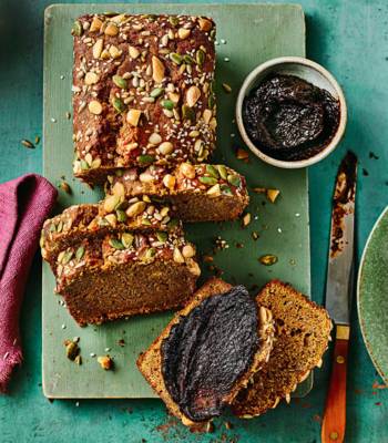 Nutty spelt and squash bread with prune 'butter'