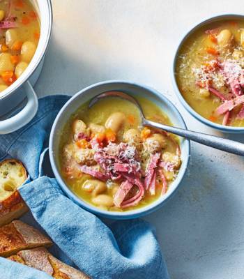 Ham, bean and parmesan soup
