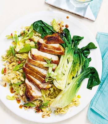 Sticky glazed pork with cashew and lemongrass rice