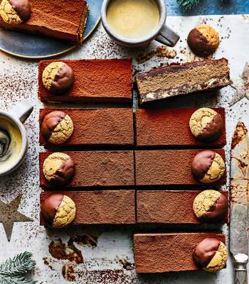 Double chocolate and amaretti slice