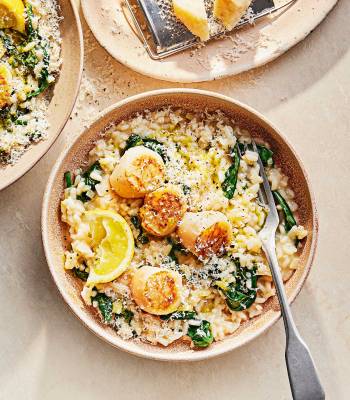 Cacio e pepe risotto with scallops
