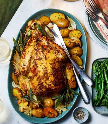 Roast chicken with mustard and sage