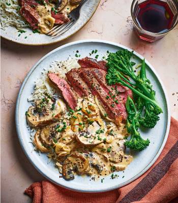 Steak with portobello stroganoff