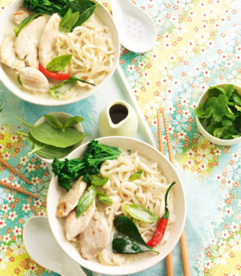 Green chicken curry with noodles 