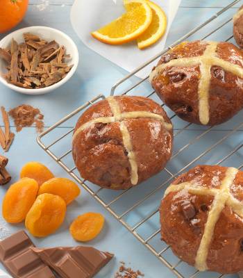 Spiced chocolate and orange hot cross buns