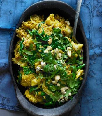 Cauliflower and cashew biryani