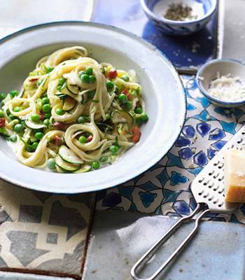 Courgette and pancetta carbonara