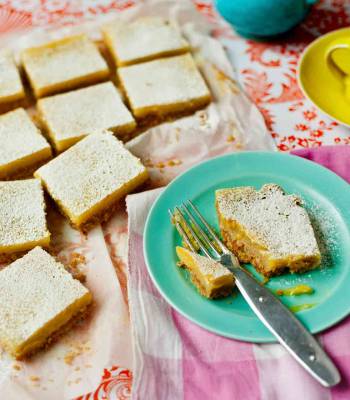 Tropical lime and coconut slice 