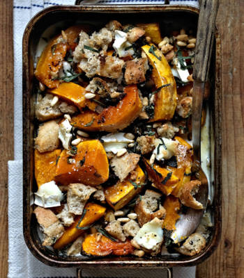 Butternut squash and goats' cheese crumble