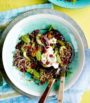 Spiced aubergine quinoa salad