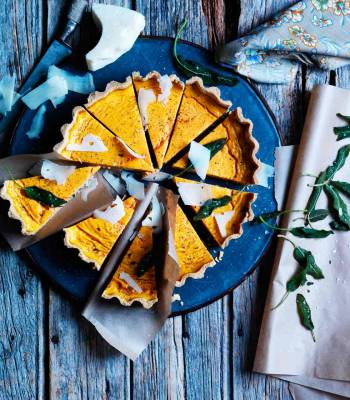 Pumpkin, pecorino and sage tart 
