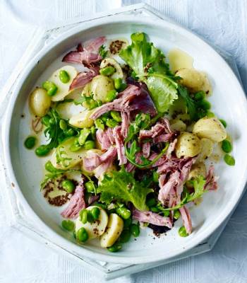 Ham hock, broad bean and new potato salad