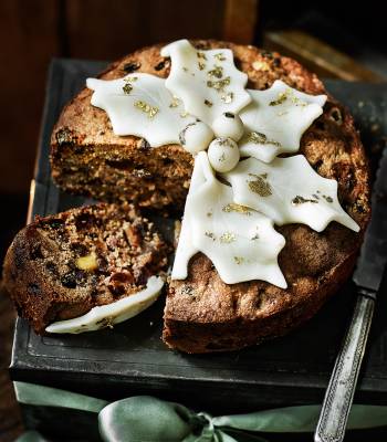 Apricot, cherry and marzipan cake