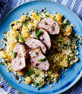 Cinnamon-lemon pork with apricot couscous