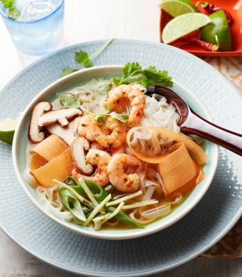Miso soup bowl with prawns