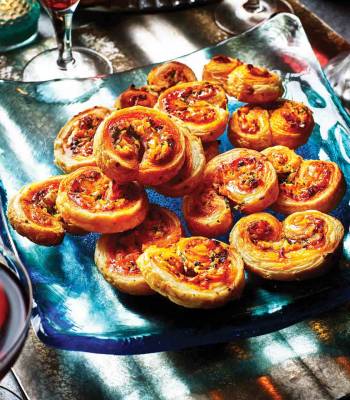Halloumi, mint and harissa palmiers