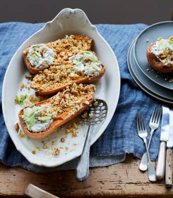 Slow-roast butternut with honey and walnuts