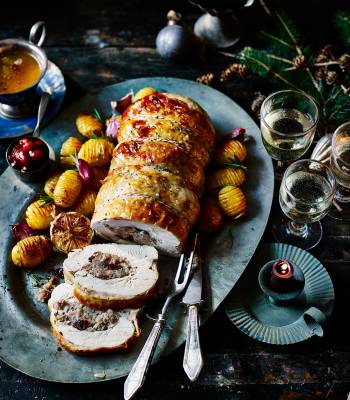 Rolled turkey breast with rosemary and cranberry stuffing