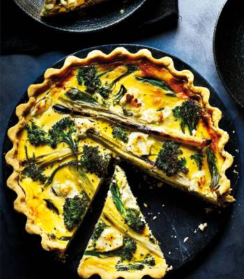 Tenderstem and goats’ cheese quiche