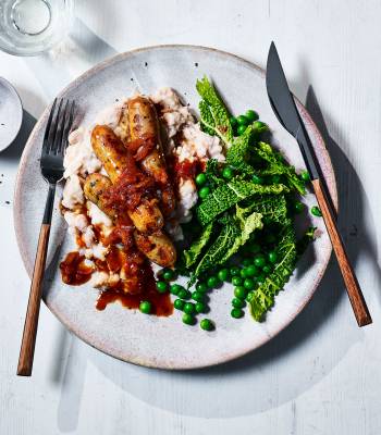 Healthier bangers and mash