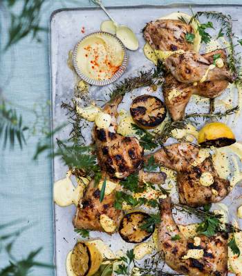 Chicken with saffron and paprika spiced yogurt