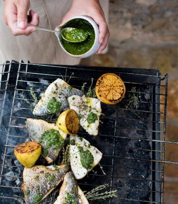 Barbecued fish with mojo verde