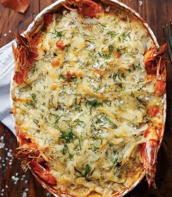 Fish pie with cheesy rosti topping