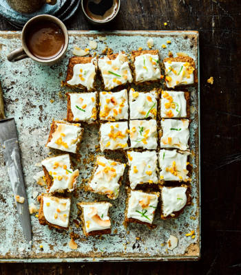 Coconut, lime and mango traybake