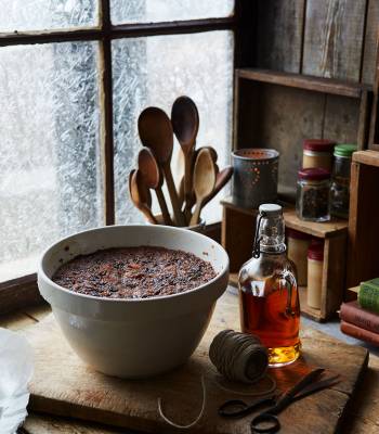 Sticky gingerbread spiced Christmas pudding